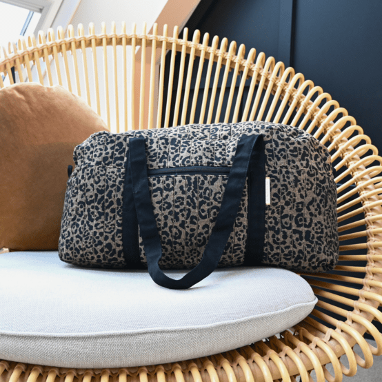 Sac week-end mocha quilted leopard