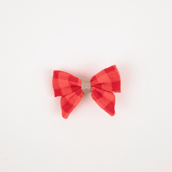 Mini bow tie clip coral red gingham
