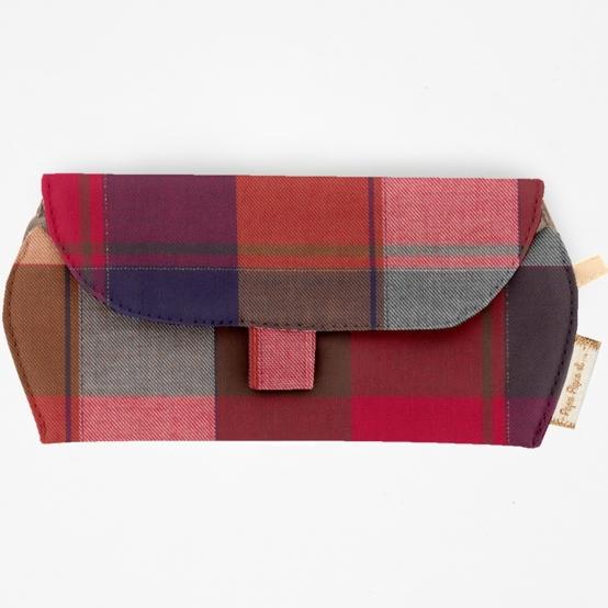 Glasses case ruby lurex tartan