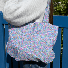 Foldable tote bag pastel fleuri