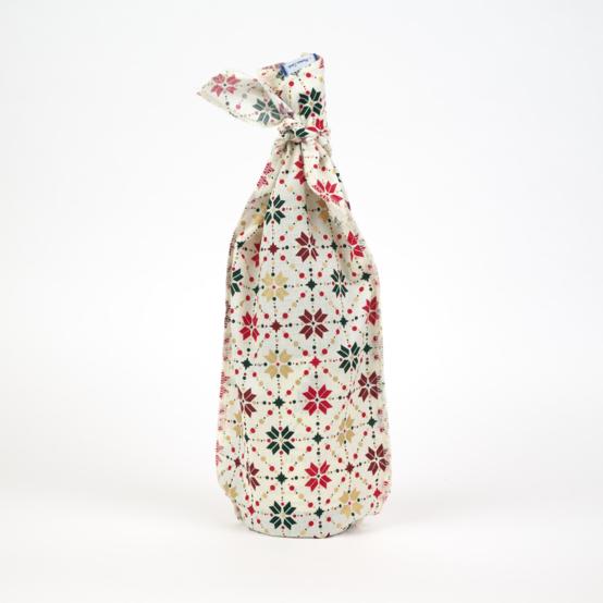Fuboshiki - Fabric gift pouch for bottles ex2318 golden ecru scandinavian geometric