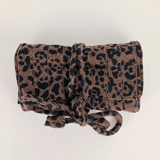 Jewelry pouch mocha quilted leopard