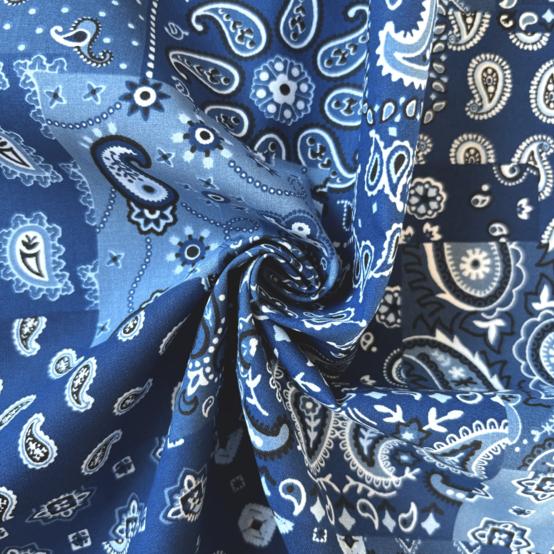 Cotton fabric ex2640 blue patchwork bandana