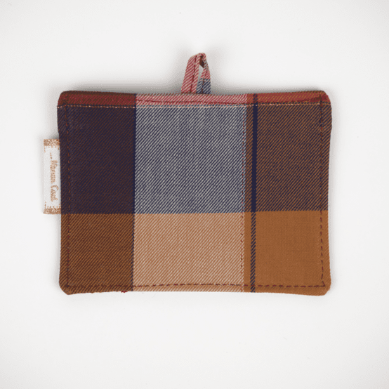 Badge Holder ruby lurex tartan