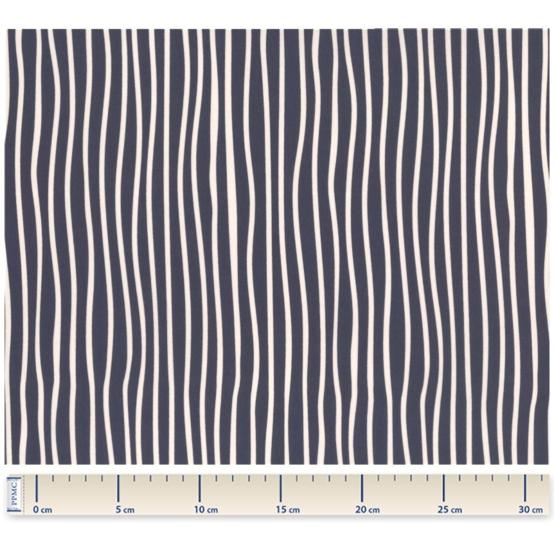 Cotton veil fabric striped  ivory navy
