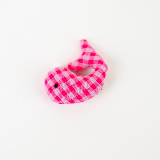Whale clip neon pink gingham