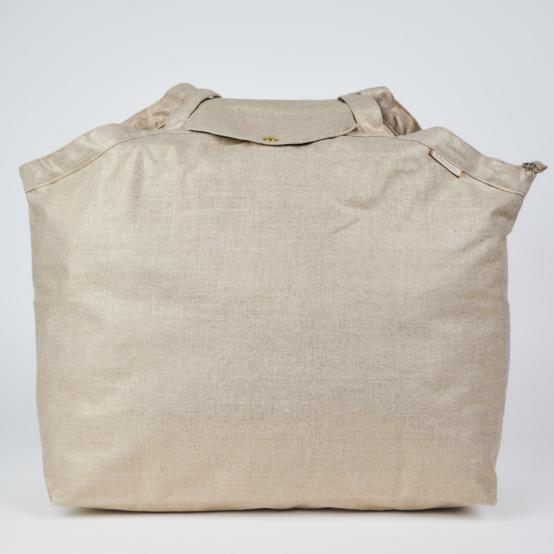Tote bag with a zip golden linen
