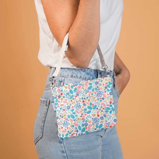 Coton clutch bag champêtre bleuté