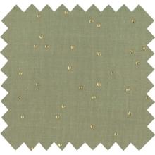 Coupon tissu 50 cm almond green with golden dots gauze