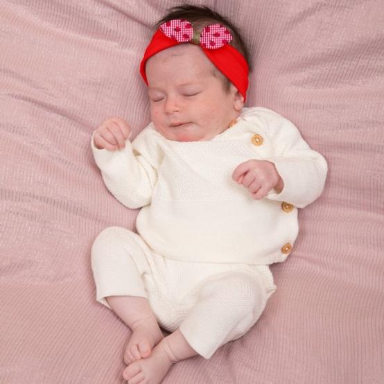 Jersey knit baby headband ladybird gingham