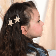 Star hair-clips  glitter linen