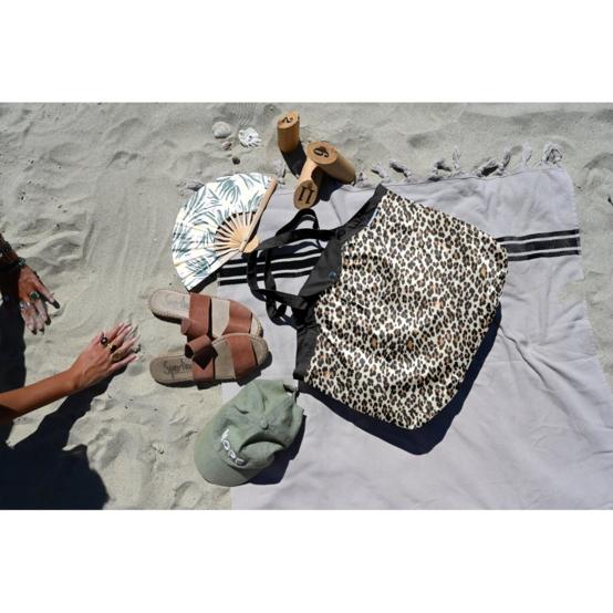 Pleated tote bag - Medium size leopard