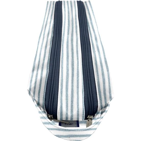 Double compartment school kit striped blue gray glitter