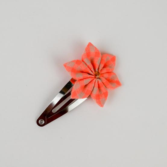 Star flower hairclip neon orange gingham