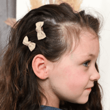 Small bows hair clips  glitter linen