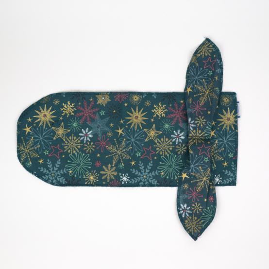 Fuboshiki - Fabric gift pouch for bottles ex2556 christmas star gold green blue