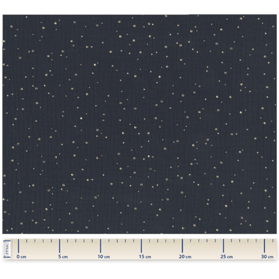 Cotton Fabric gaze pois or marine