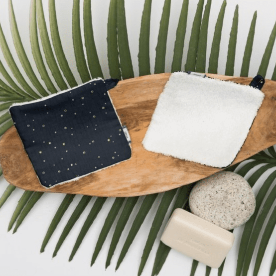 Makeup Remover cotton gaze pois or marine