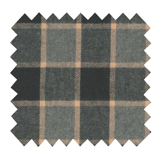 Flannel fabric black and sand tartan
