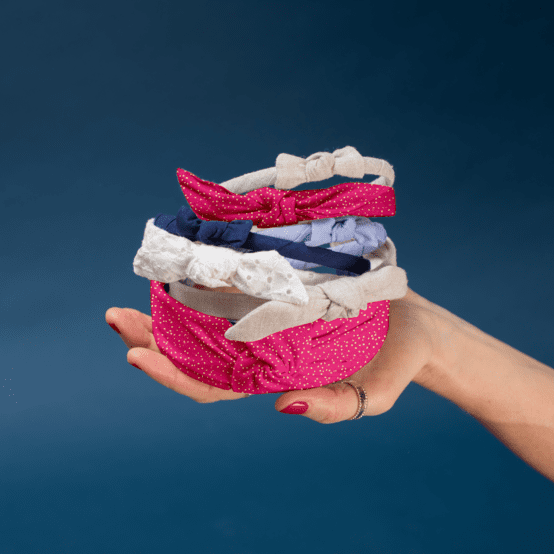 bow headband fuchsia pailleté