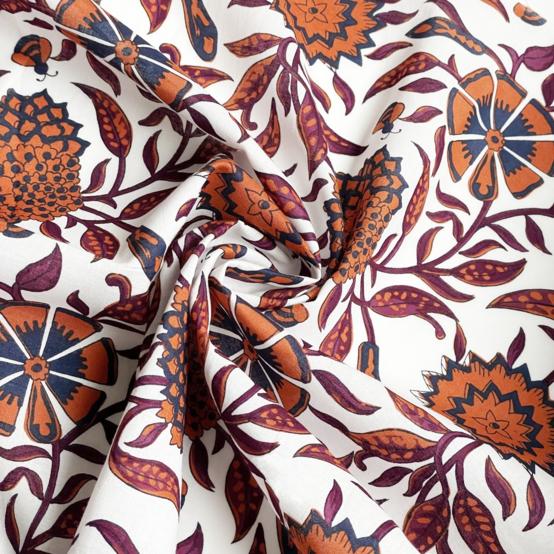 1 m fabric coupon ex2611 indian flower caramel