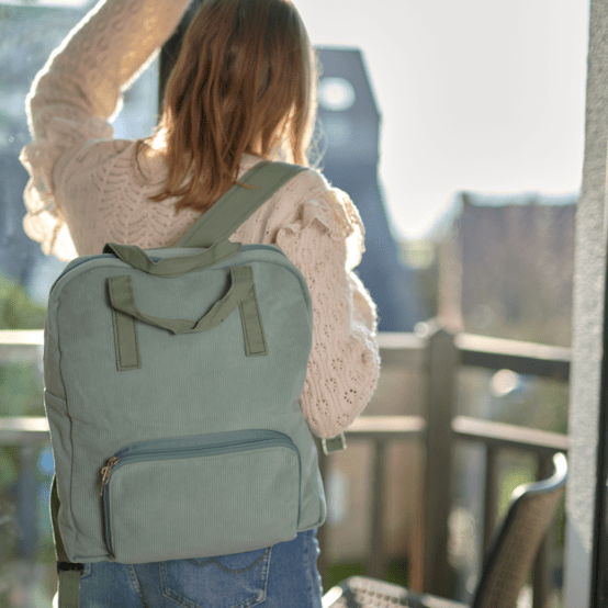 Foldable rucksack Gaby velours côtelé vert lagon