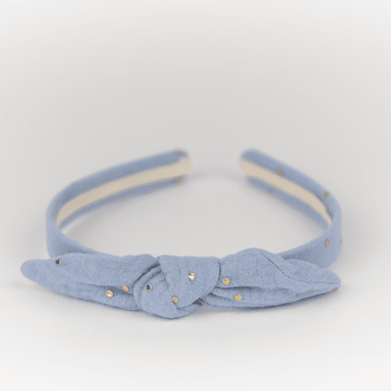 bow headband gaze pois or bleu baltique