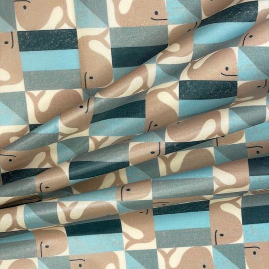 35cm coated fabric coupon ex2541 green whale