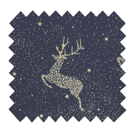 Cotton fabric ex2555 christmas starry reindeer gold navy