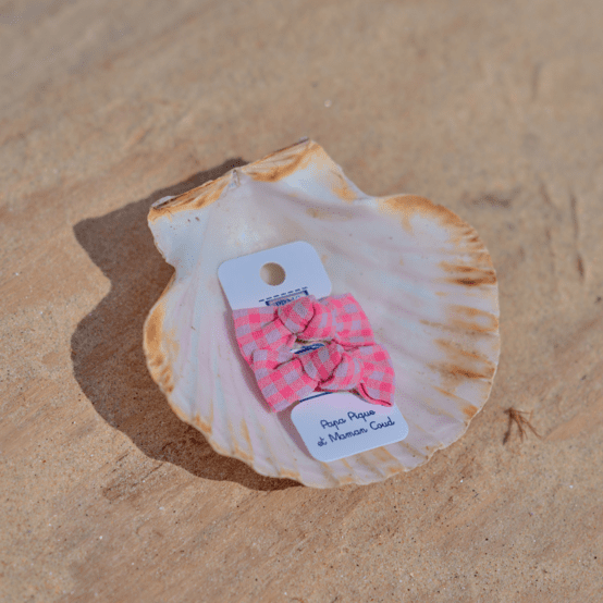 Small bows hair clips neon pink gingham