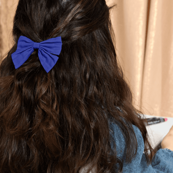 Bow tie hair slide navy blue