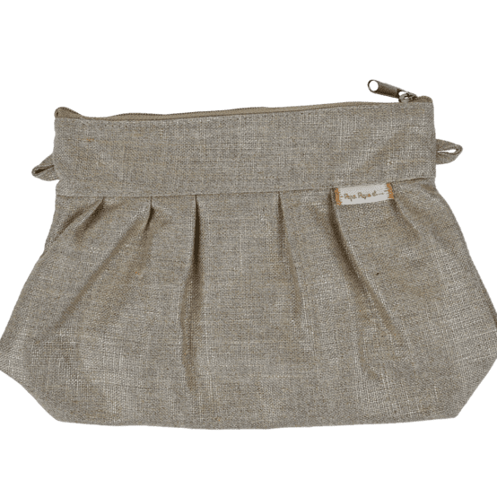 Pleated clutch bag golden linen
