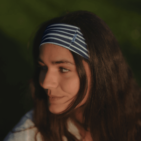 Stretch jersey headband  striped  ivory navy