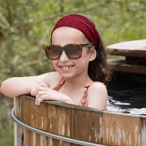 Headscarf headband- child size gaze pois or grenat
