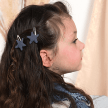 Star hair-clips light denim