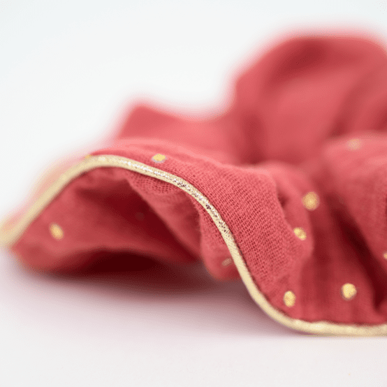 Large Piping Scrunchie marsala gold double gauze