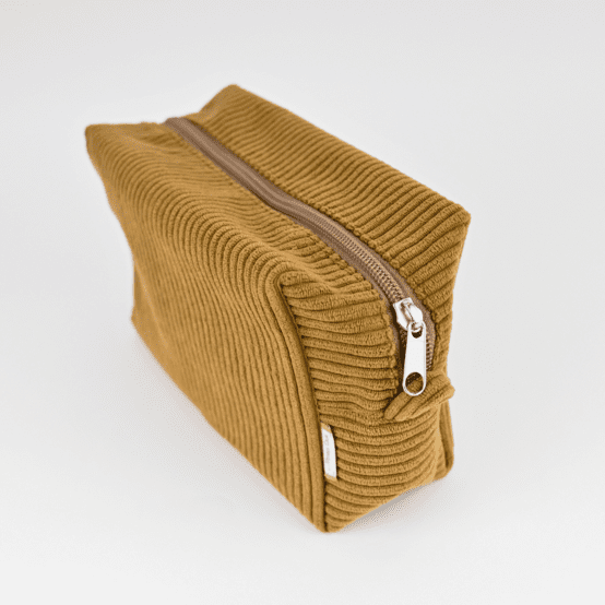 Rectangular toiletry bag brown large corduroy