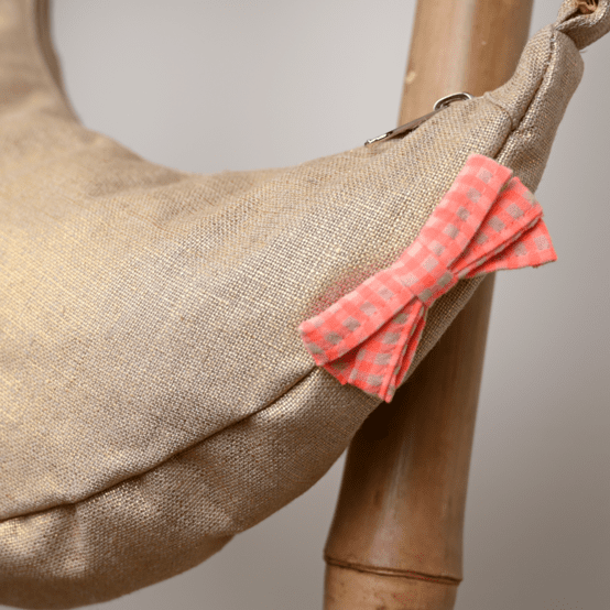 Ribbon clip small  neon orange gingham