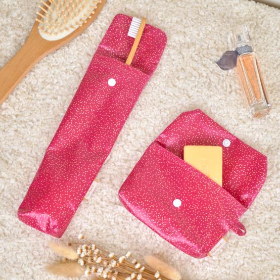 Toothbrush bag fuchsia pailleté