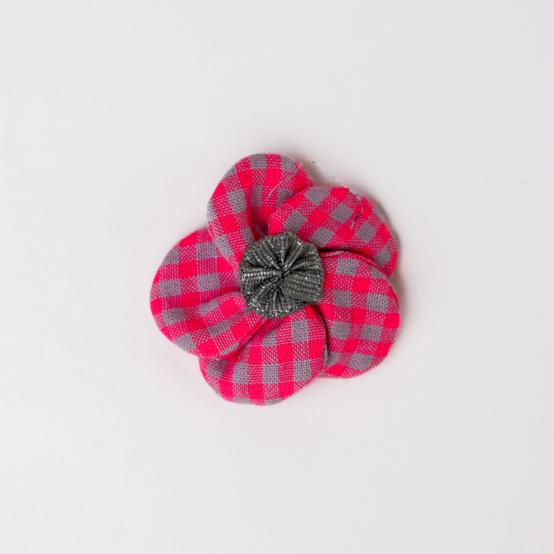Mini Flower petal hair slide neon pink gingham