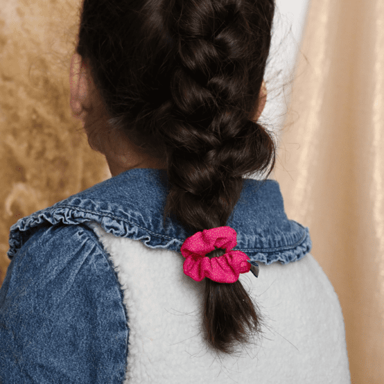 Mini Scrunchie fuchsia pailleté