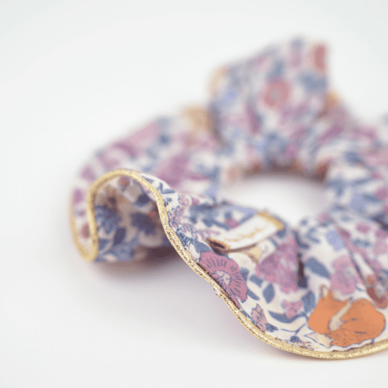 Large Piping Scrunchie comptine enchantée rose