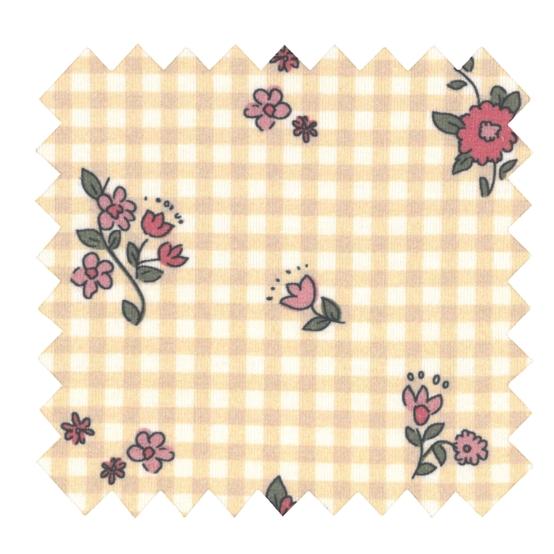 Jersey fabric natural floral gingham