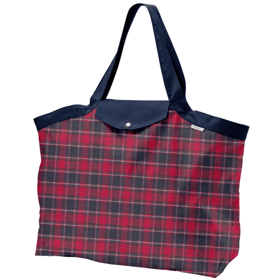 Tote bag with a zip tartan rouge
