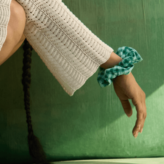 Scrunchie green mint gingham