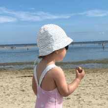 Sun Hat for baby striped blue gray glitter