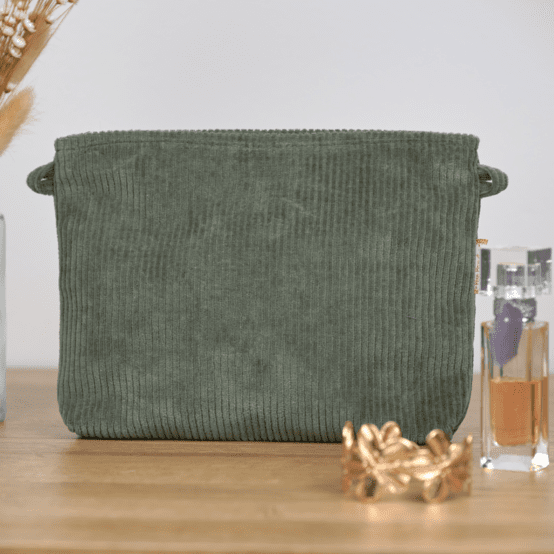 Coton clutch bag velours côtelé kaki