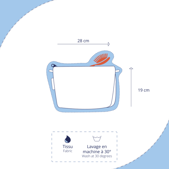 Cosmetic bag with flap blush pink corduroy