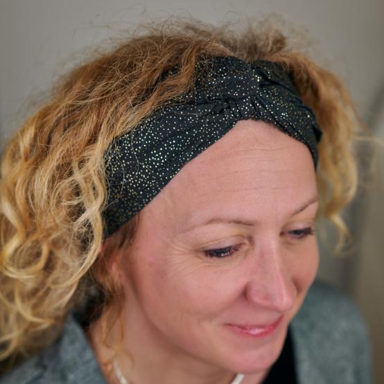 crossed headband glitter black
