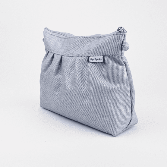 Pleated clutch bag iridescent denim